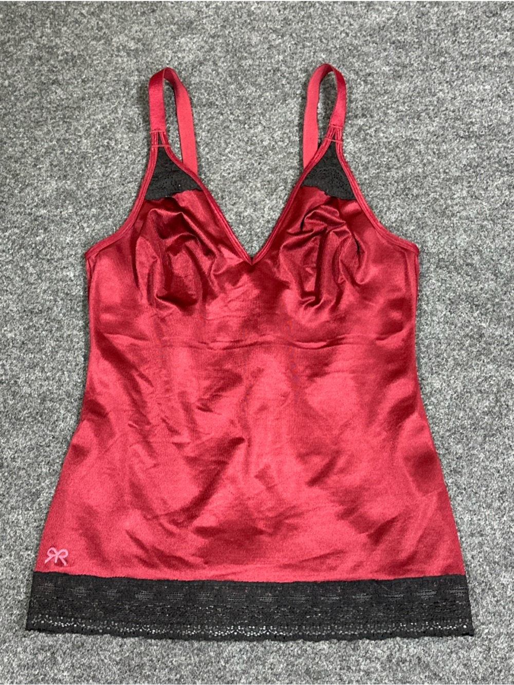 Ruby Ribbon Pin Up Cami Shapewear size 34 Cabernet red black lace trim
